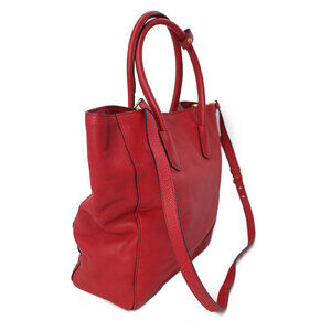 Prada texture Vitello bag Pebbled versatile tote leather Daino Shoulder Red